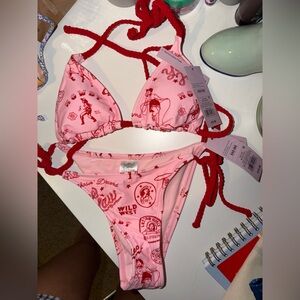 Wild Fable Pink and Red Bikini Set